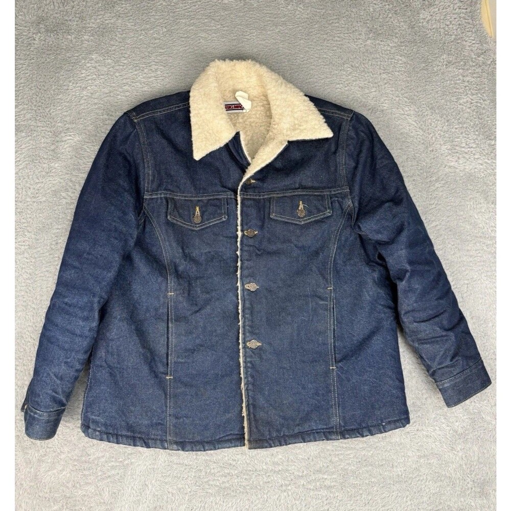 Vintage Big Mac Denim Sherpa Lined Jacket Mens 44 USA Western Ranch Workwear